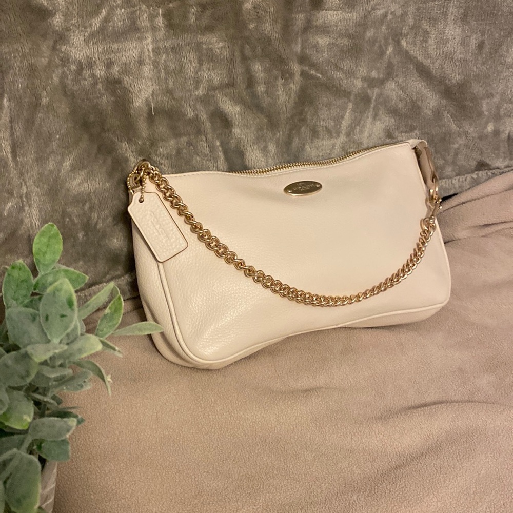 Coach white pochette/wristlet